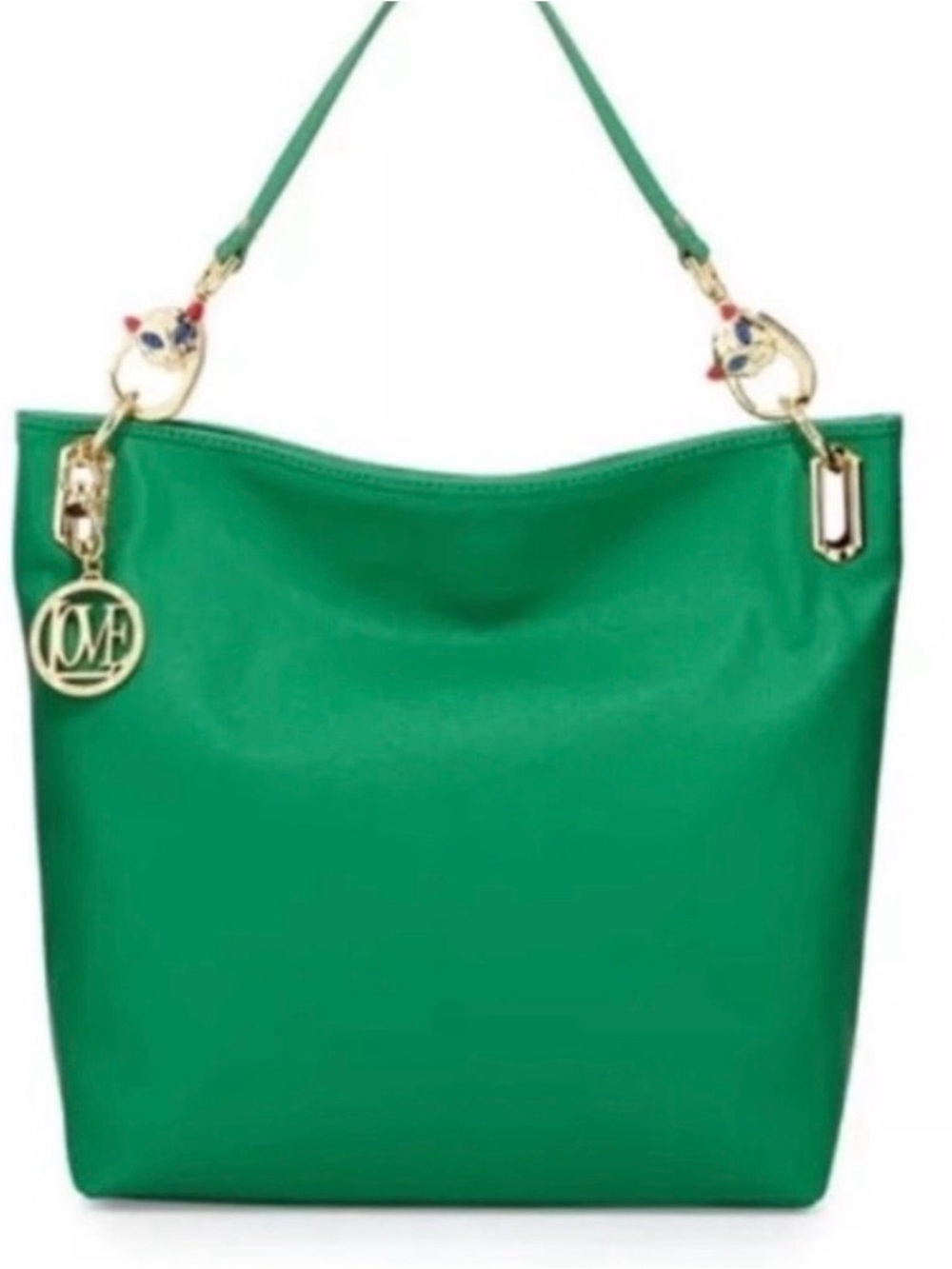Love Moschino Green Cat Handle Tote Purse Bag